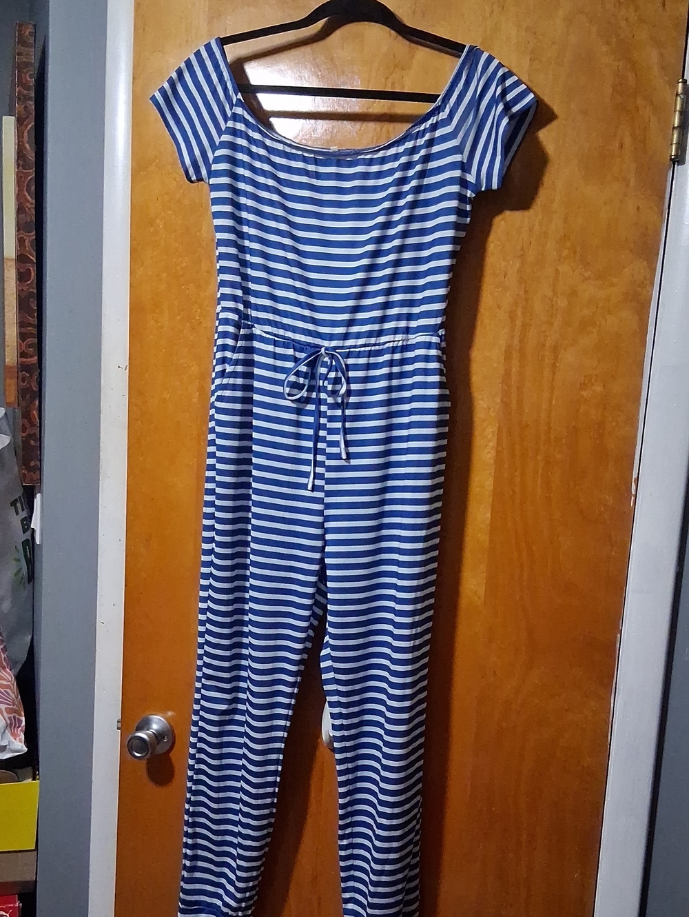 Blue and White Striped Women's Jumpsuit